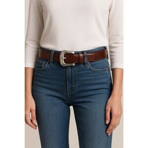 Brighton Leather Belt Western Engraved Silver Buckle Set Style 9A207 Size 32 ML